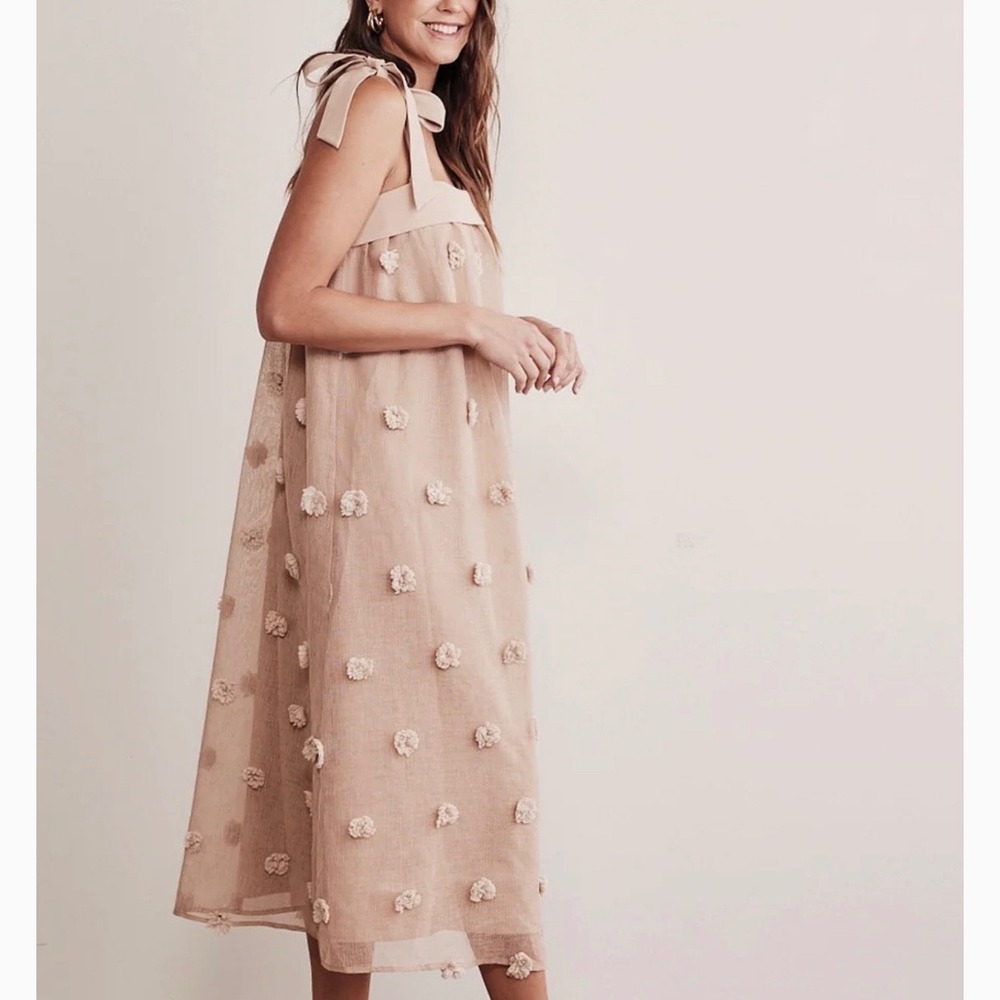 In February Mocha Tan Arianna 3D Dot Midi Dress Medium